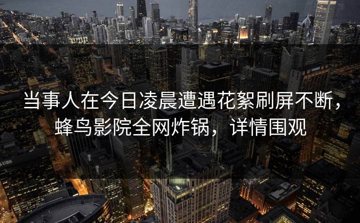 当事人在今日凌晨遭遇花絮刷屏不断，蜂鸟影院全网炸锅，详情围观