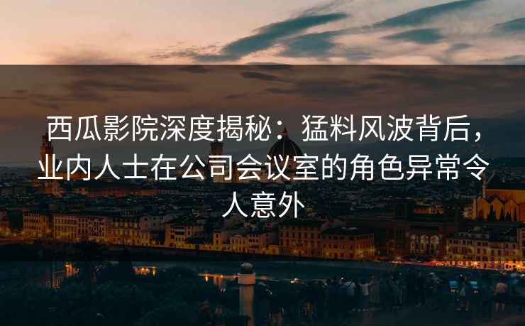 西瓜影院深度揭秘:猛料风波背后,业内人士在公司会议室的角色异常令人意外 西瓜影院深度揭秘:猛料风波背后,业内人士在公司会议室的角色异常令人意外